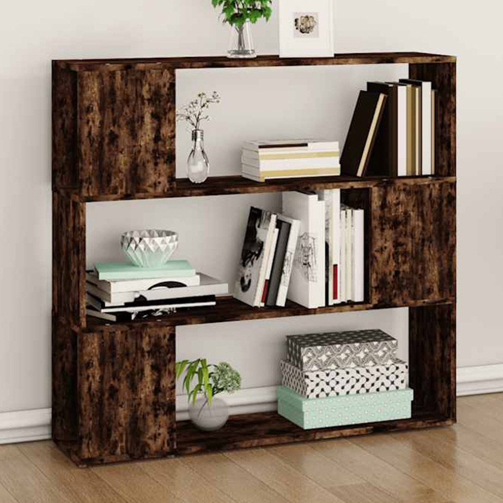 vidaXL 3 Shelf Smoked Oak Bookcase Image 1