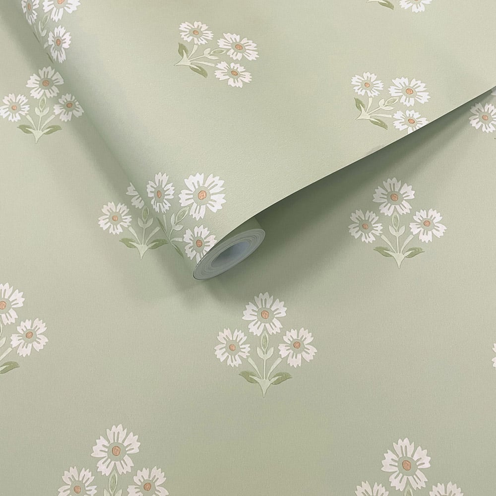Holden Decor Daisy Motif Sage Wallpaper Image 2