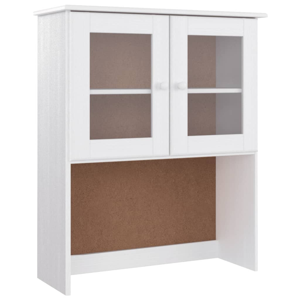 vidaXL 2 Glass Door 5 Drawer Single Shelf White Pine Wood Highboard Image 7