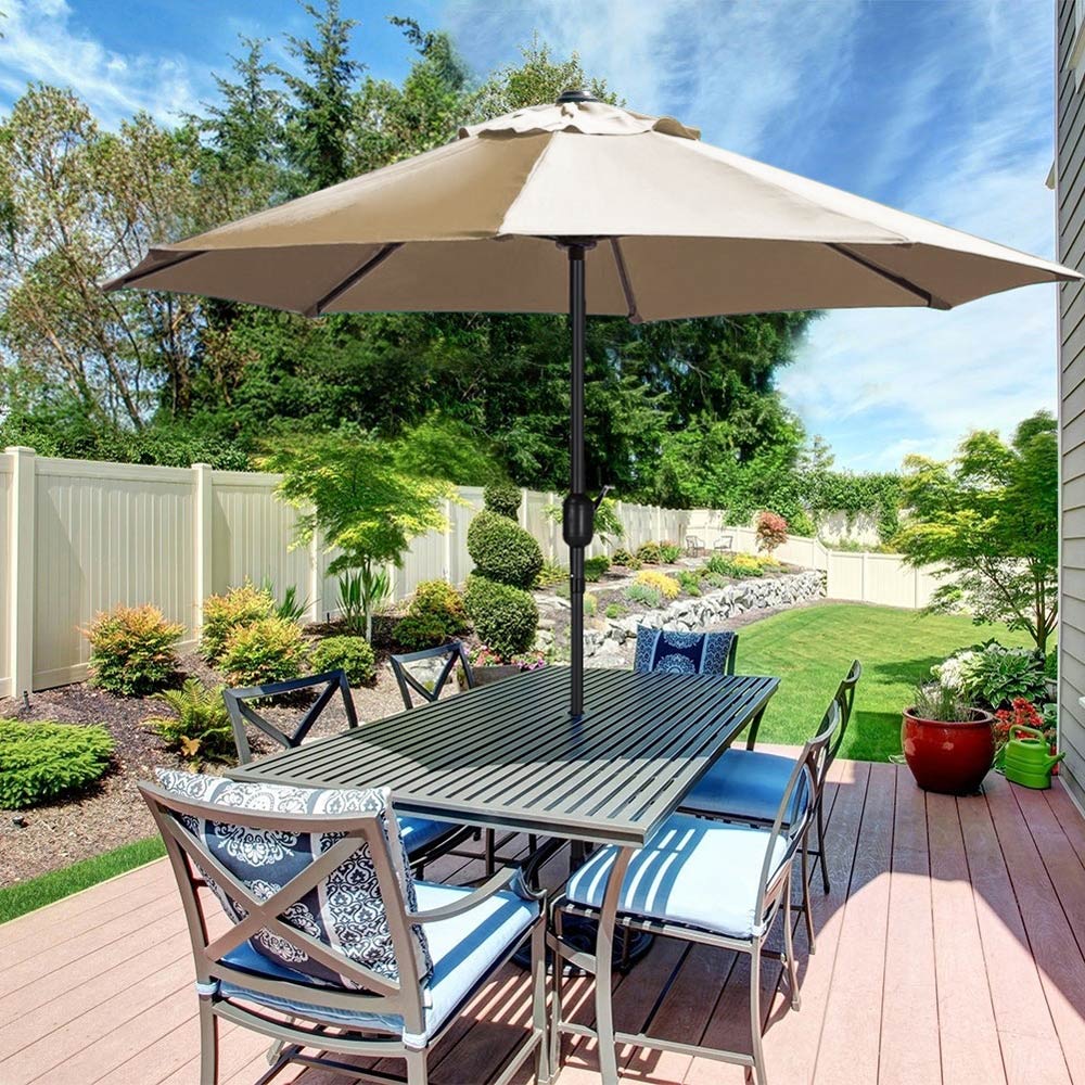 Living and Home Taupe LED Cantilever Parasol 3m Image 7
