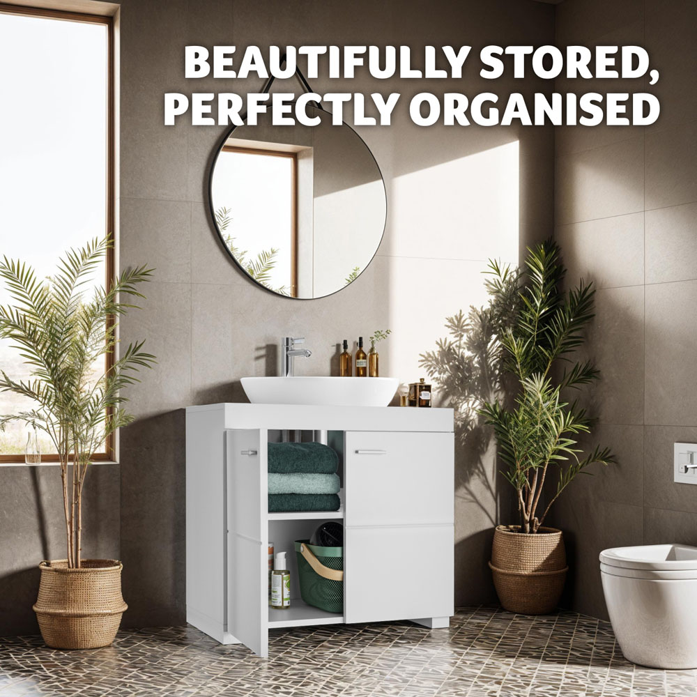 Tectake Idris 2 Door White Bathroom Cabinet Image 7