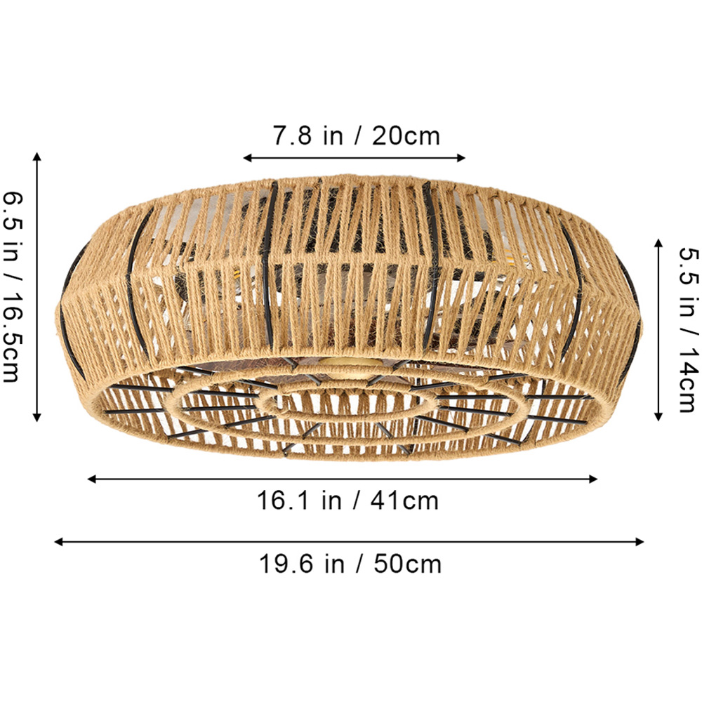 Living and Home Natural Rattan Hand-Woven Boho LED Ceiling Fan with App and Remote Control 50cm Image 8