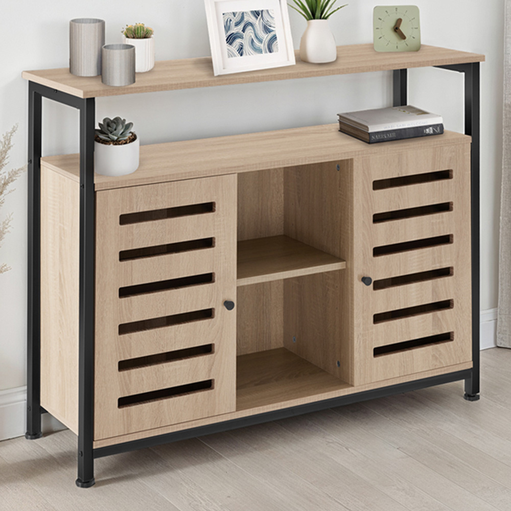 Tectake Warrington 2 Door 3 Shelf Light Sonoma Oak Sideboard Image 1