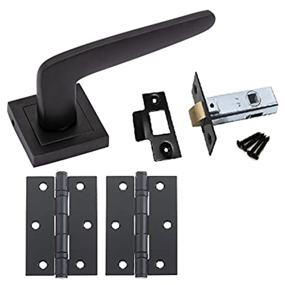 Golden Grace Matt Black Venus Door Handles Set 4 Pack Image 2