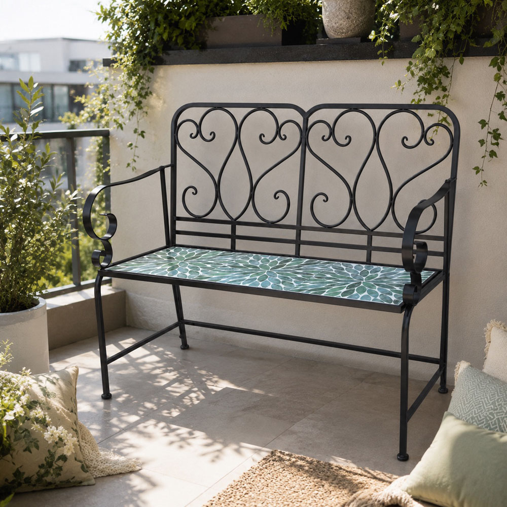 Shatchi Leaf Mosaic 2 Seater Garden Bench Image 4