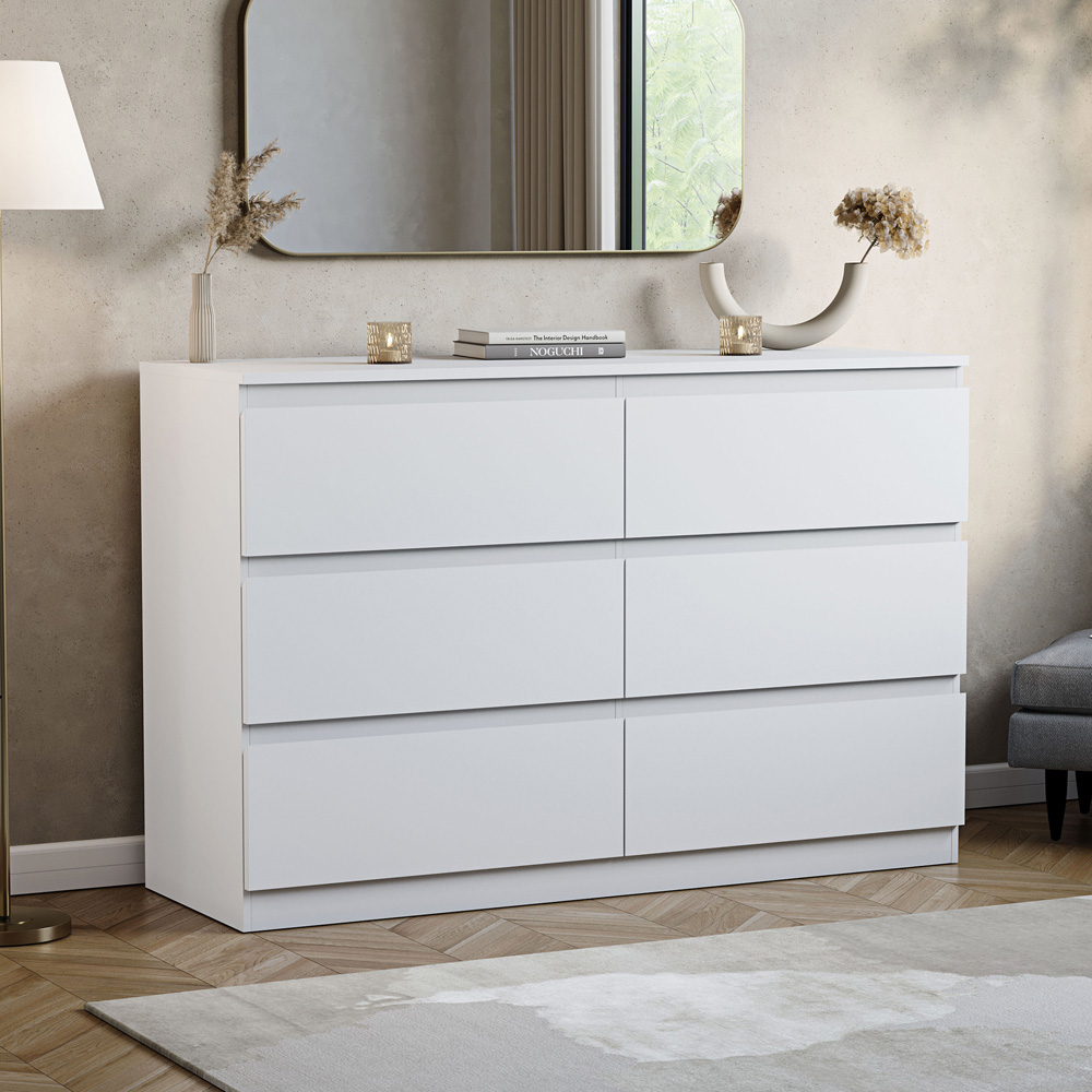 VIDA DESIGNS Denver 6 Drawer White Chest of Drawers Image 5