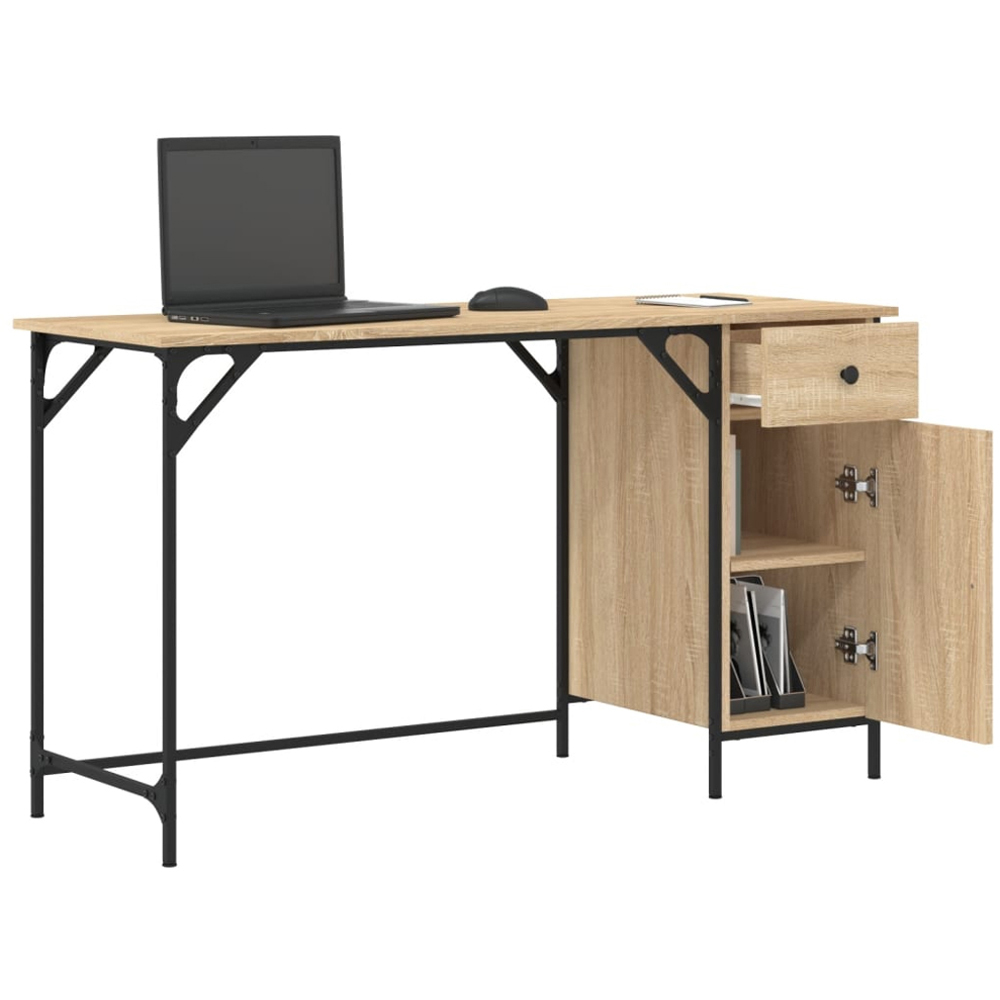 vidaXL Single Door Single Drawer Computer Desk Sonoma Oak Image 9