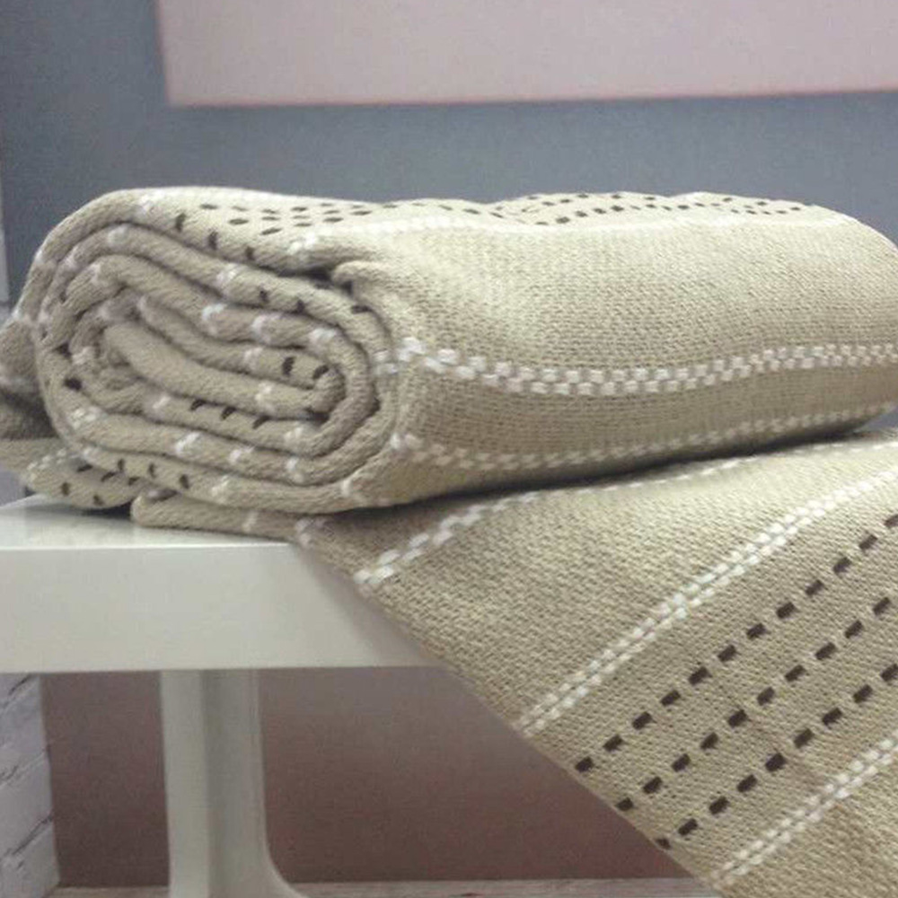 Rapport Home Natural Stitch Strip Woven Cotton Throw 254 x 254cm Image 3