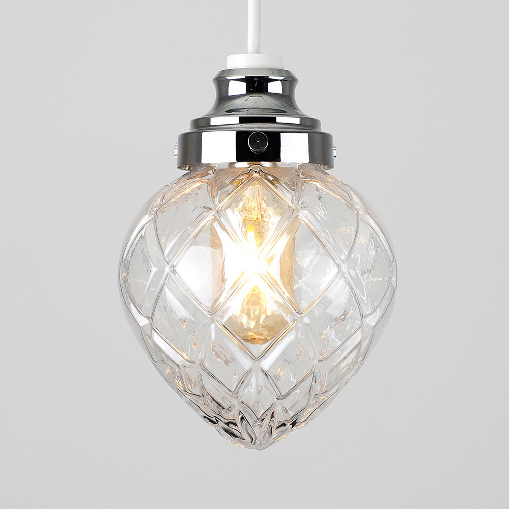 ValueLights Aphrodite Chrome Basket Glass Pendant Shade Image 3