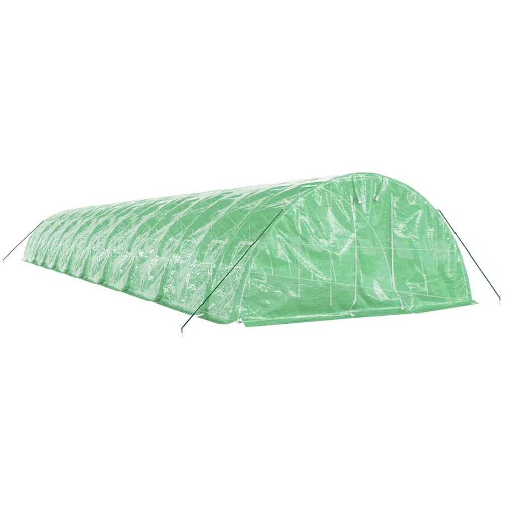 vidaXL Green Polyethylene Galvanised Steel Frame 65.6 x 16.4ft Greenhouse Image 2