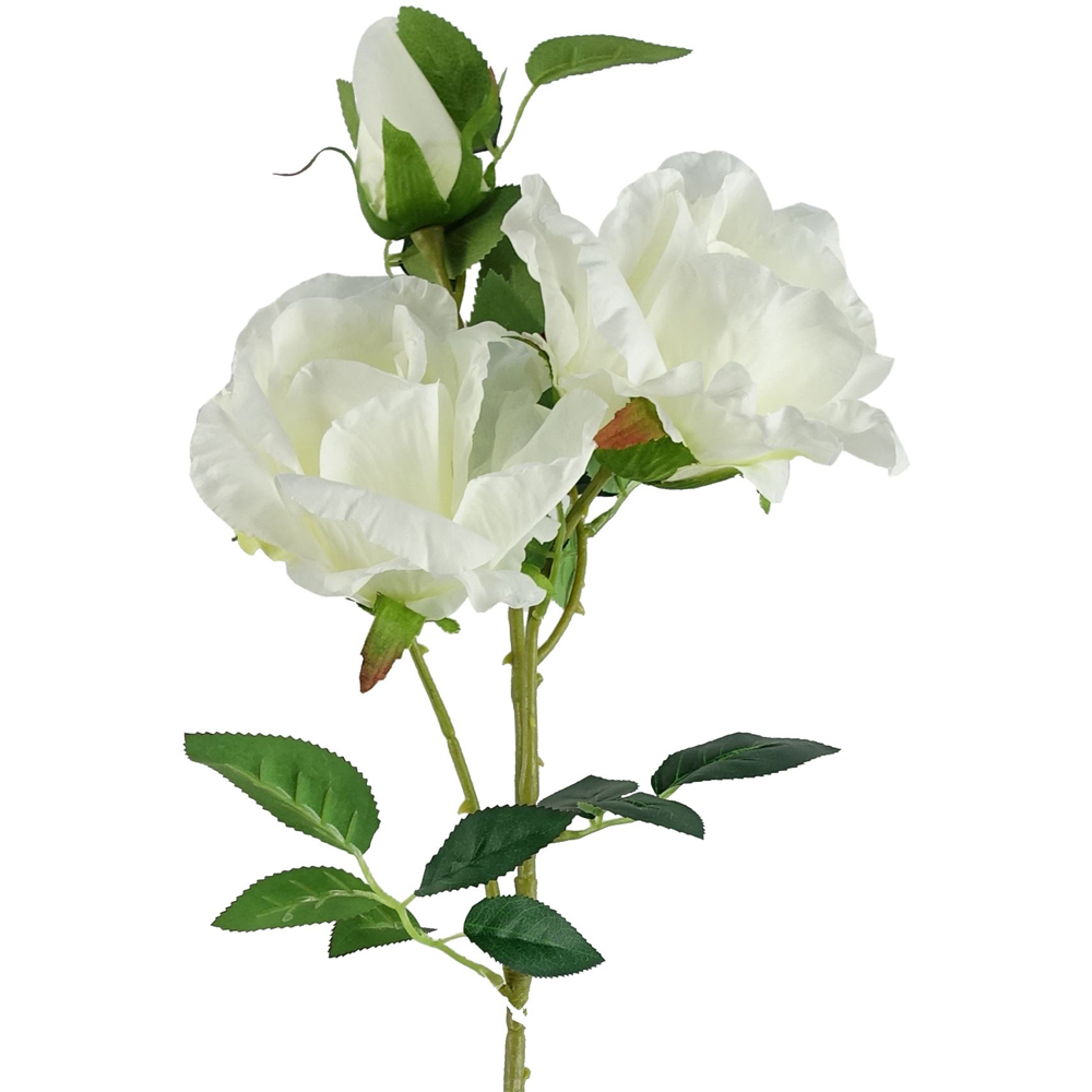 Leaf White Rose Single Stem Artificial Flower 2.6ft 6 Pack Image 5
