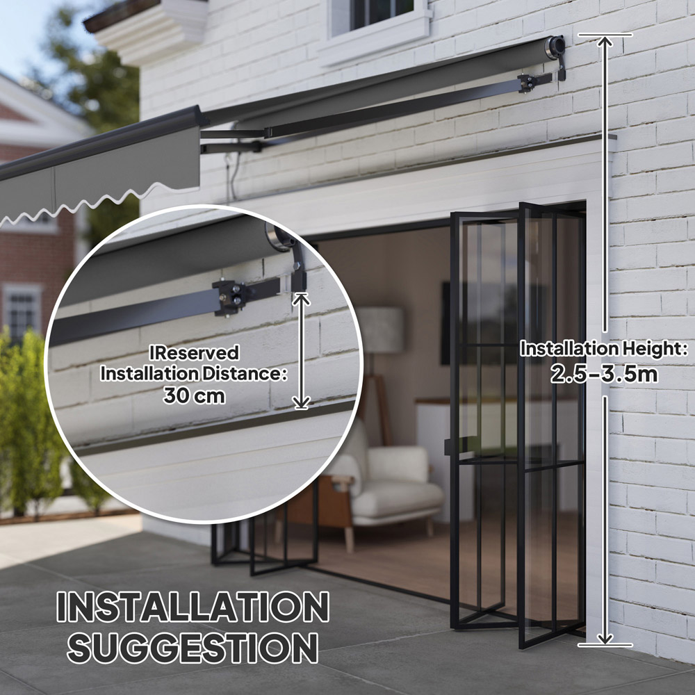 Outsunny 2.5 x 2m Dark Grey Electric Retractable Awning Image 7