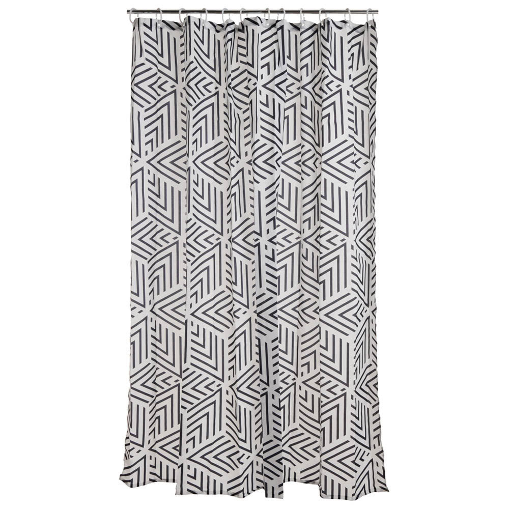 Wilko Shower Curtain Geo Black White 180cm Wilko