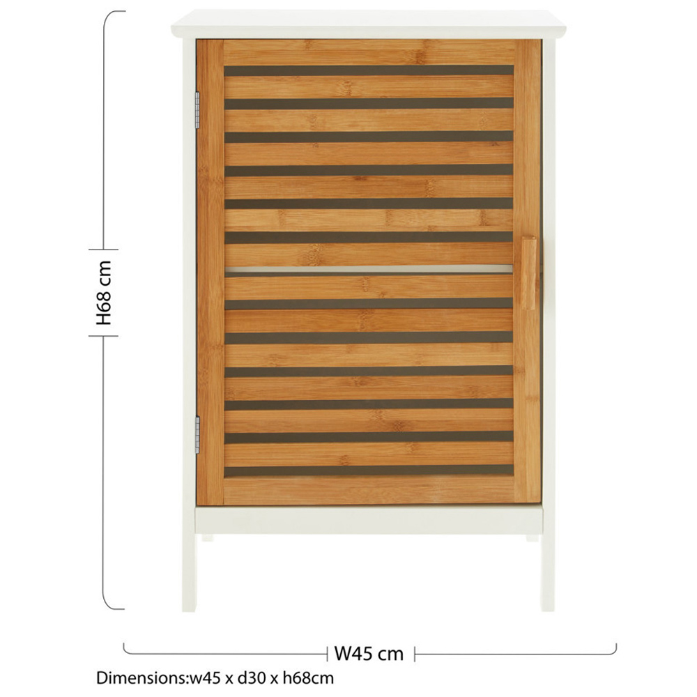 Premier Housewares Single Door White and Bamboo Small Floor Cabinet Image 9