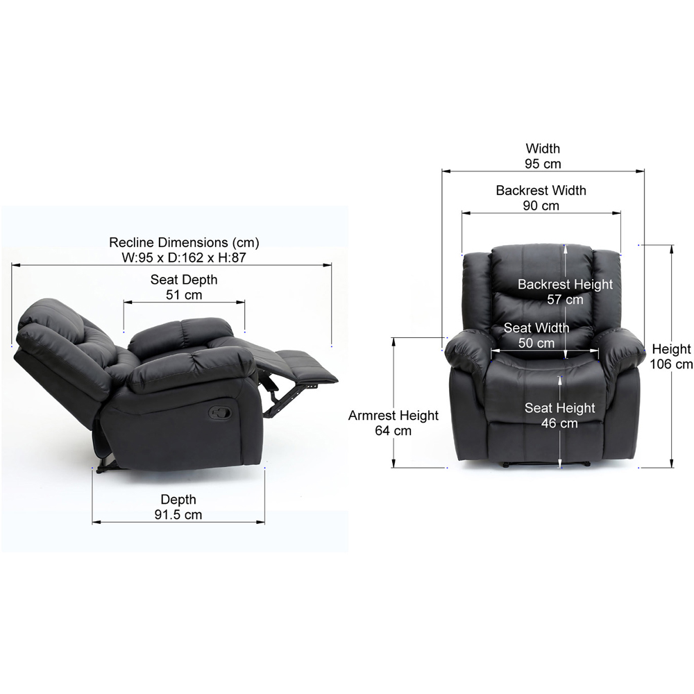 Furniture Online Seattle Black Bonded Leather Manual Recliner Chair Image 9