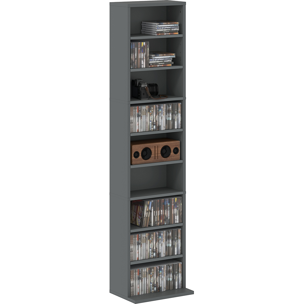 HOMCOM 9 Shelf Grey DVD and CD Media Storage Unit Image 2