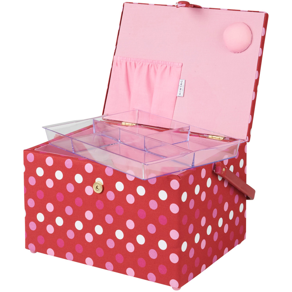 Sewing Online Red Spot Large Sewing Basket with Carry Handle Image 2