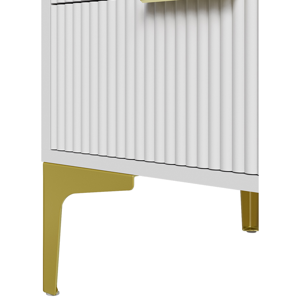 Living and Home 2 Drawer White and Gold Modern Bedside Table Image 6