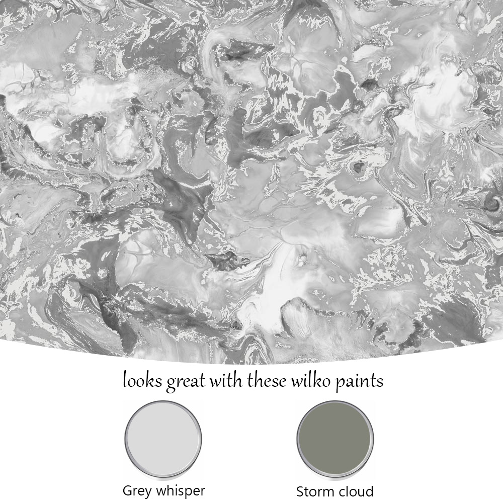 Muriva Elixir Marble Silver Wallpaper Image 5