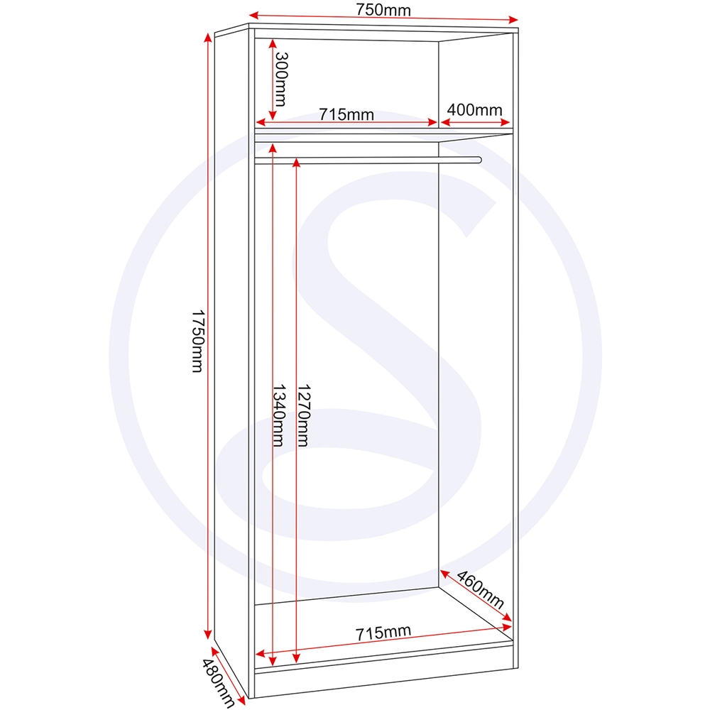 Seconique Dakota 2 Door Oak Effect Wardrobe Image 9