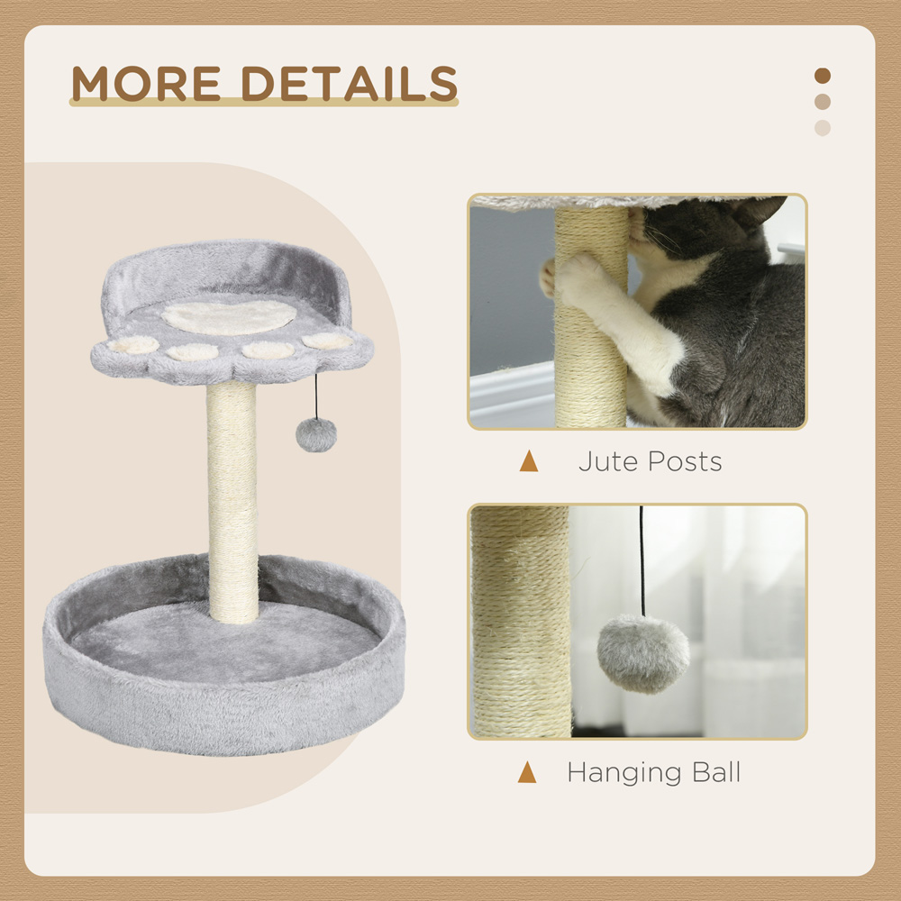 PawHut Light Grey Cat Tree with Sisal Scratching Post and Toy Ball Image 5