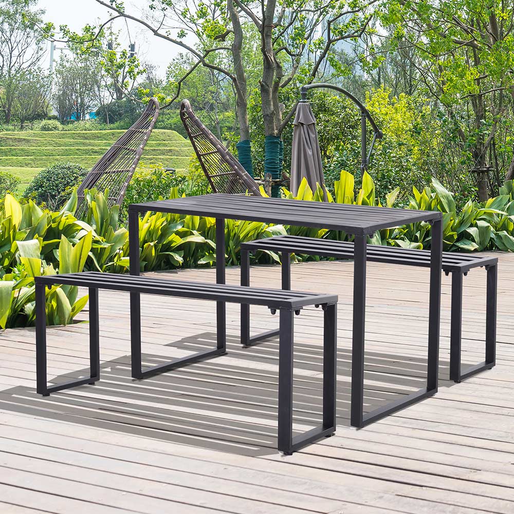 Outsunny 3 Piece Outdoor Table Black Image 2