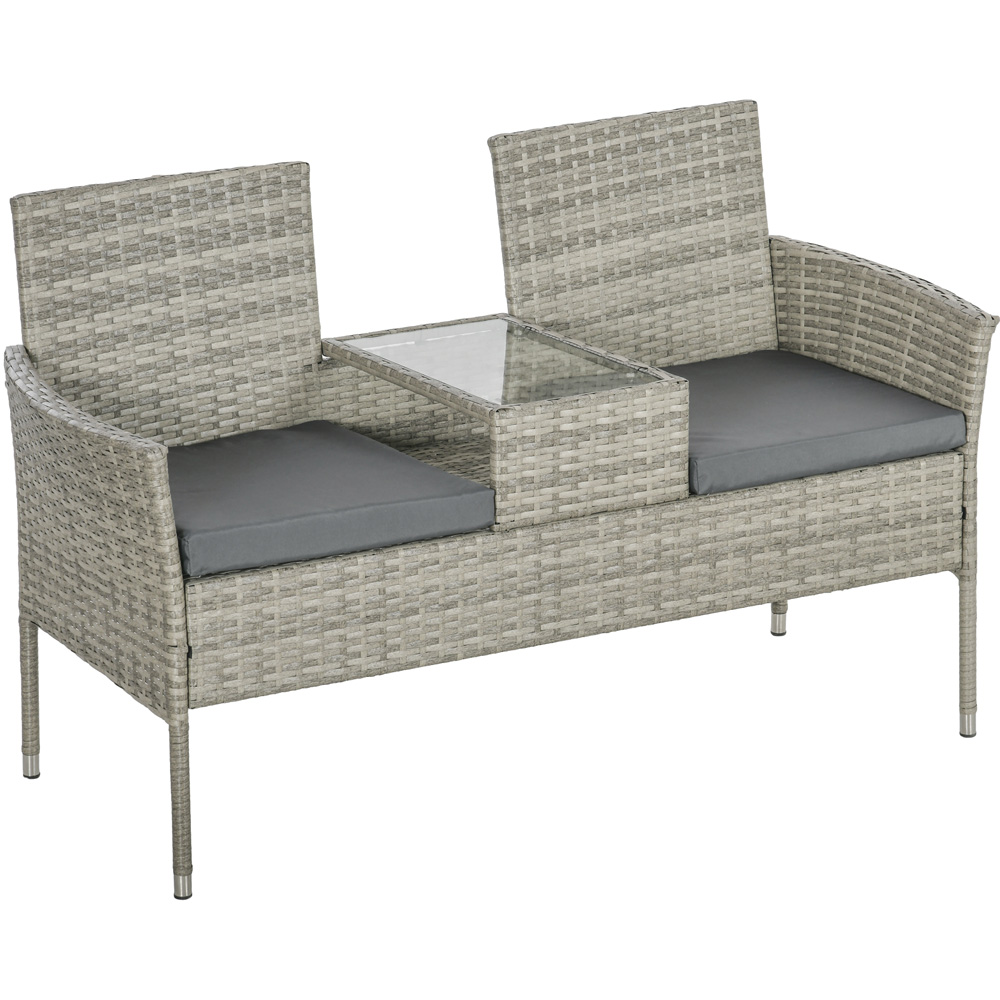 Outsunny 2 Seater Mixed Grey Rattan Companion Seat Image 2