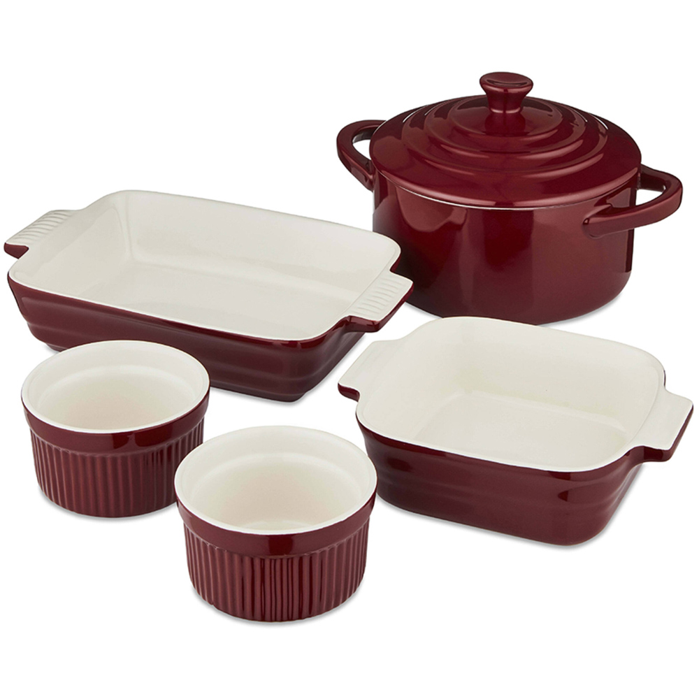 Barbary and Oak Set of 5 Bordeaux Red Ceramic Ovenware Gift Set Image 1