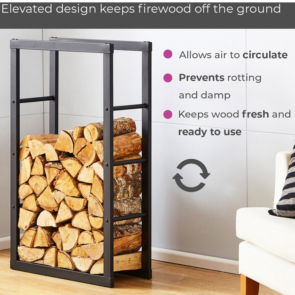 Neo Wide Black Firewood Log Rack Image 3