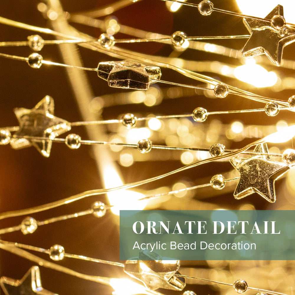 The Christmas Workshop 50 Warm White LED Light Up Metal Star Decoration with Reflective Beads 1.6ft Image 4