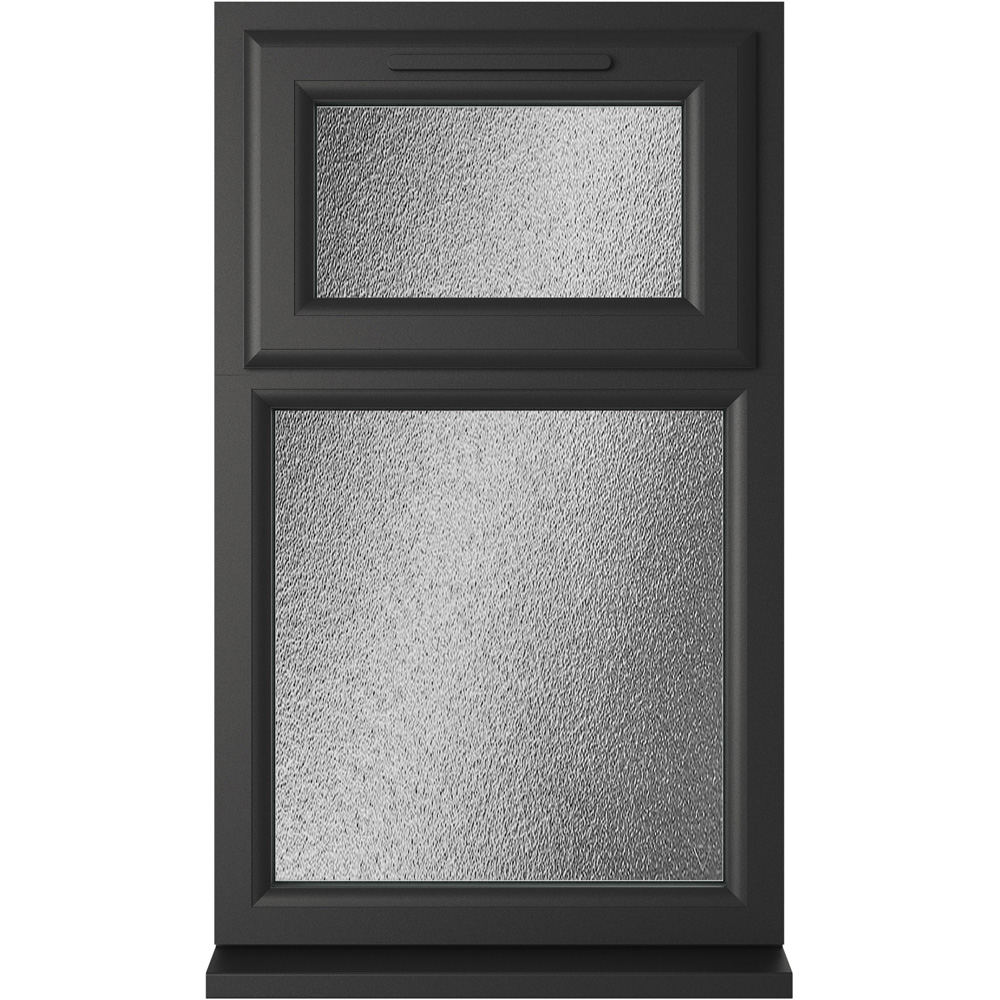 Crystal Black and White Top Hung Over Fixed Light Obscure Triple Glazed Window 610 x 1115mm Image 1