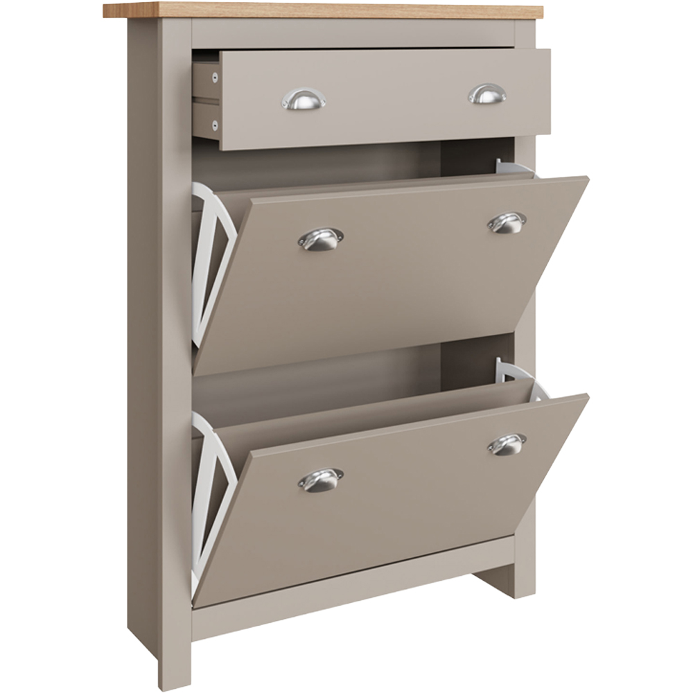 GFW Lancaster Grey 2 Door 1 Drawer Shoe Cabinet Image 3