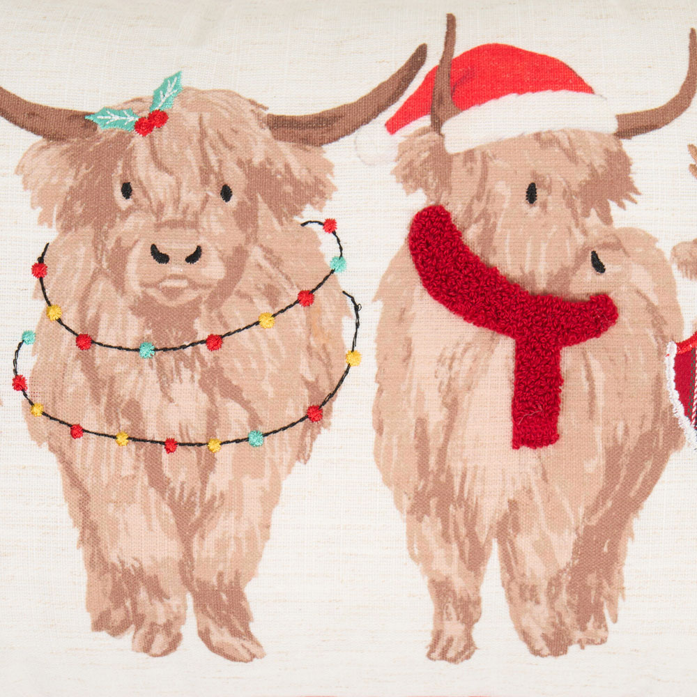 Christmas Highland Cow Family Cushion Image 3