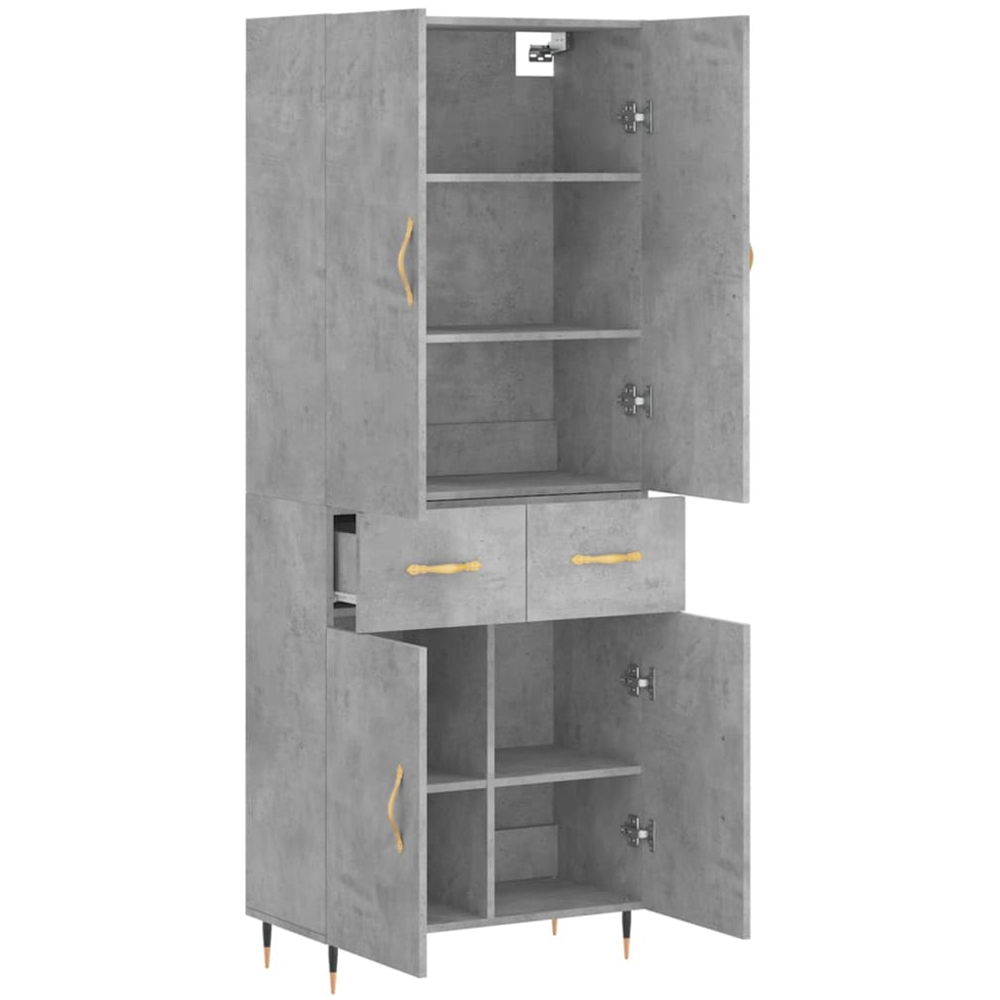 vidaXL 4 Door 2 Drawer Concrete Grey Highboard Image 4
