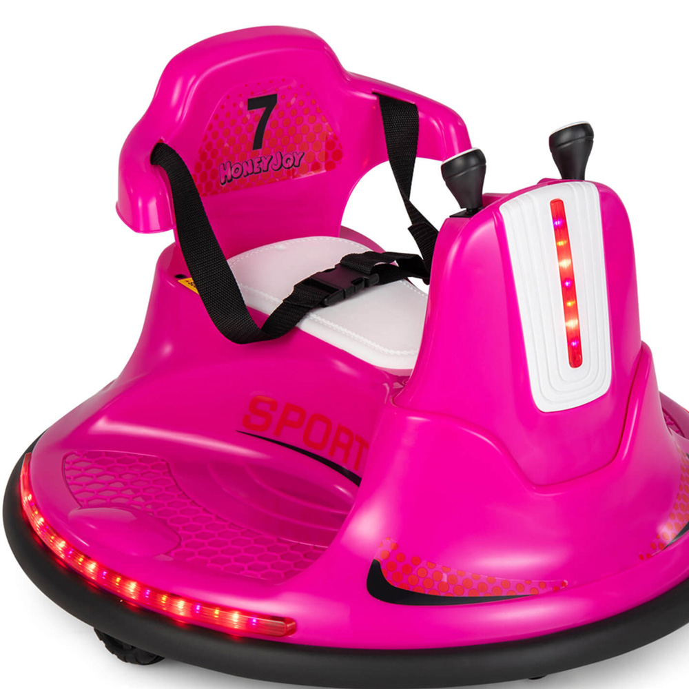 Costway Kids Pink Electric Ride On Bumper Car with Dual Joysticks and Remote Control 12V Image 4