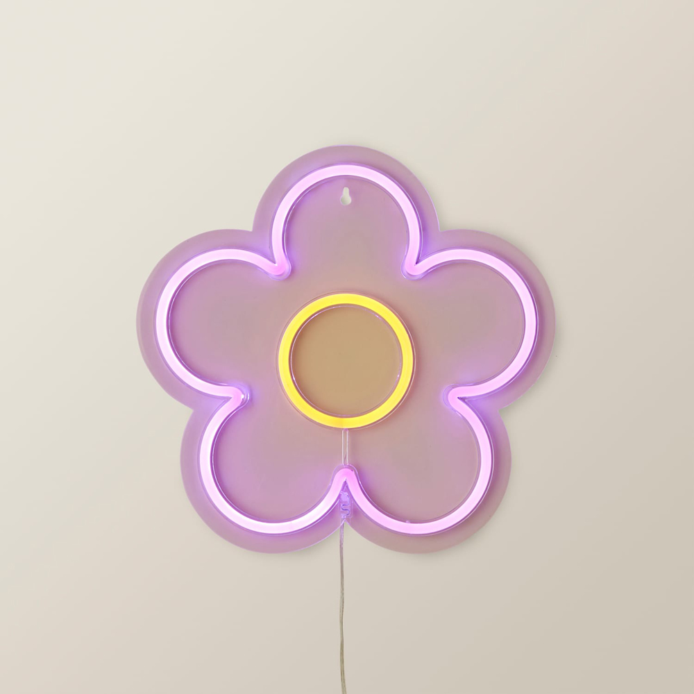 ValueLights Pink and Yellow Flower Neon Wall Light Image 5