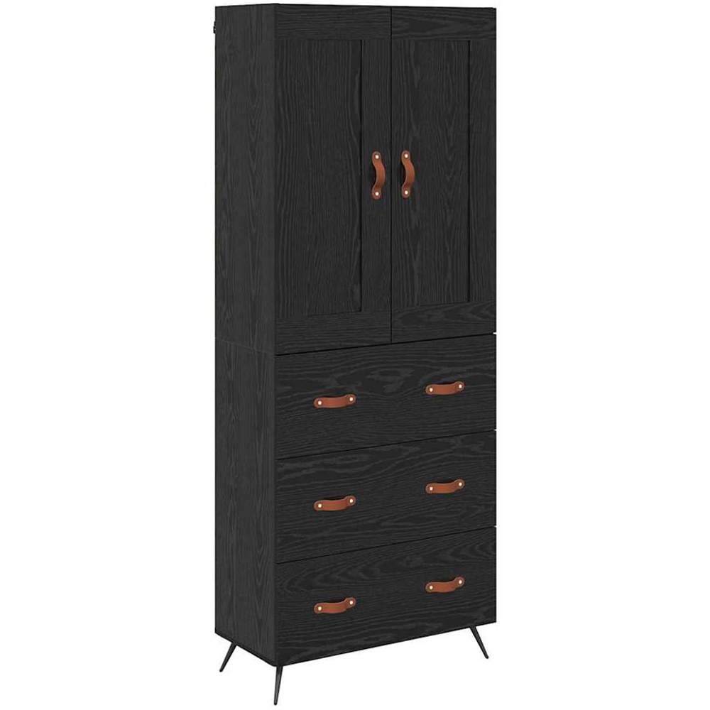 vidaXL 2 Door 3 Drawer Black Oak Sideboard Image 2