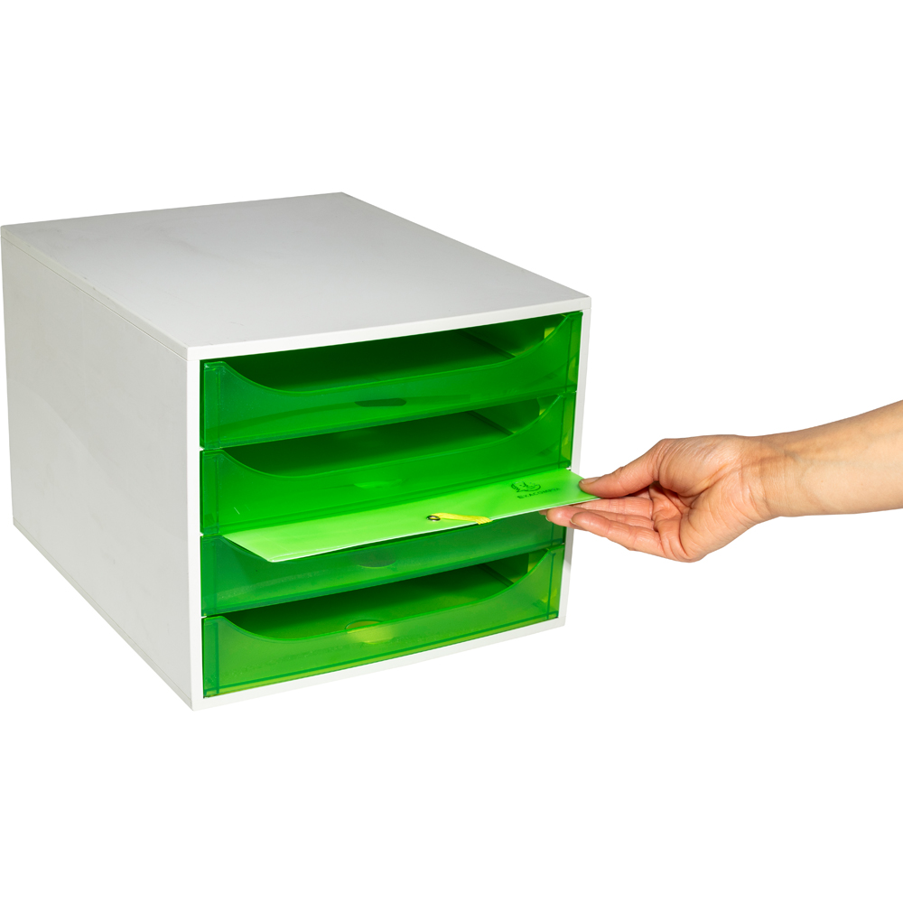 Exacompta EcoBox Linicolor 4 Drawer Apple Green Desk Organiser Image 3