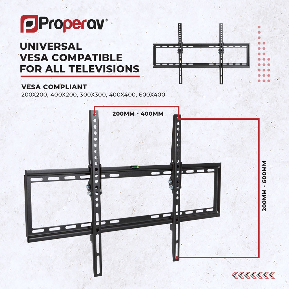 ProperAV Black 37 to 75 Inch Ultra Slim Tilting TV Bracket Image 6