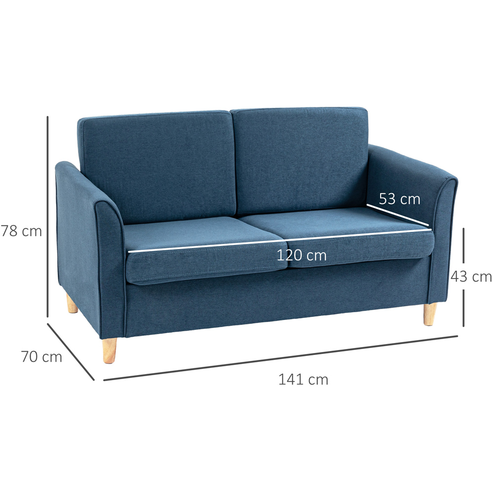 Portland 2 Seater Blue Linen Loveseat Sofa Image 7