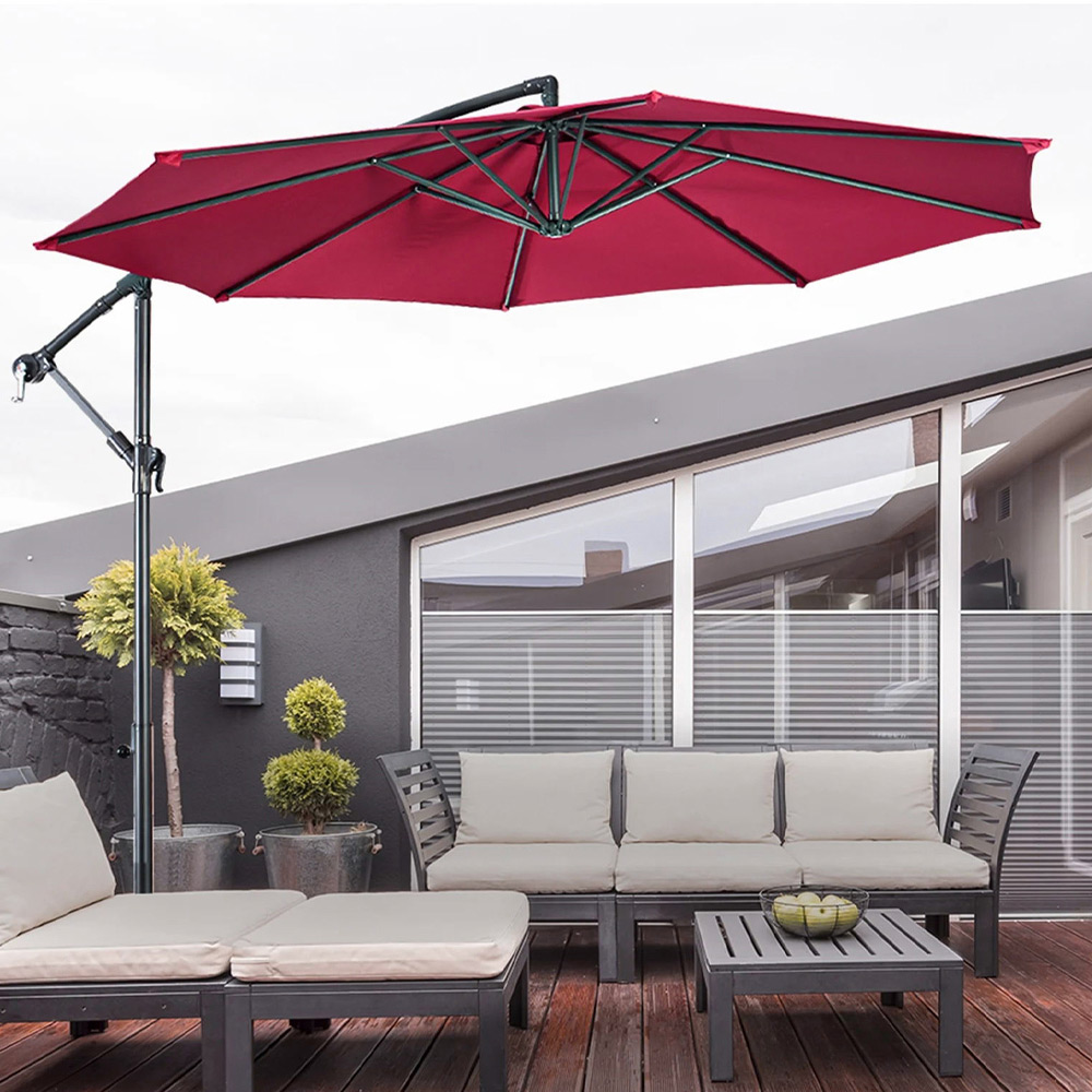 Living and Home Red Garden Cantilever Parasol with Round Base 3m Image 6