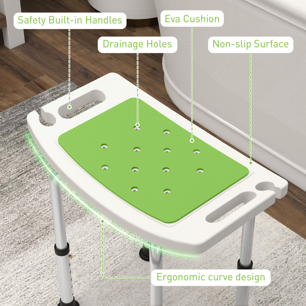 HOMCOM Adjustable Aluminium Shower Stool with Hole Image 4