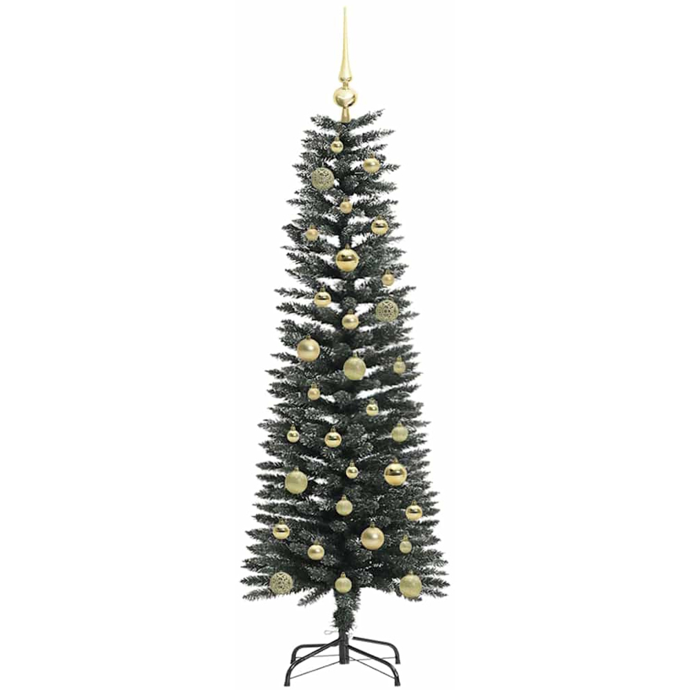 vidaXL Pre-Lit Gold Baubles Green Artificial Christmas Tree 5ft Image 4