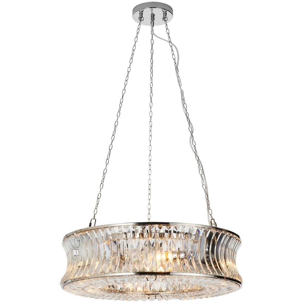 Merano Vittoria Crystal and Clear Glass Bright Nickel Plate Pendant Ceiling Light Image 3