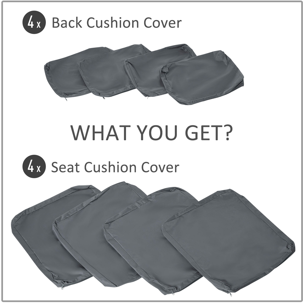 Outsunny Grey Rattan Sofa Seat Cushion Cover 8 Pack Image 4