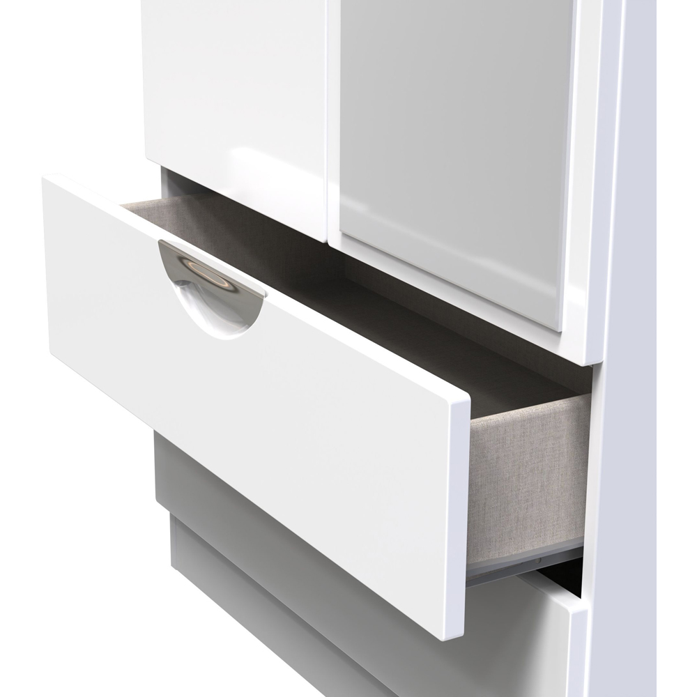Crowndale Camden 2 Door 2 Drawer White Gloss and White Mirrored Wardrobe Ready Assembled Image 7