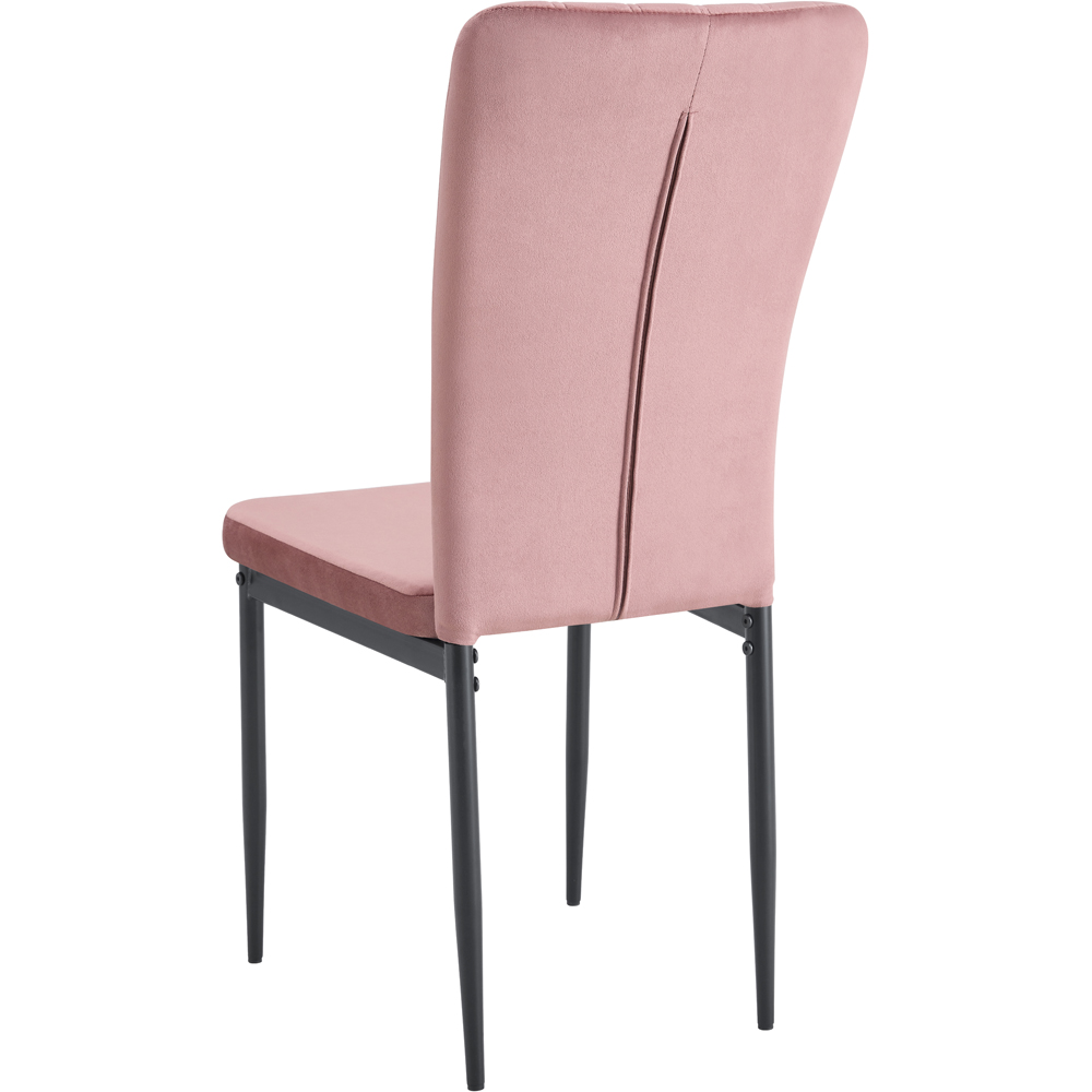 Elle Set of 4 Pink Velvet Effect Plush Padded Upholstered Dining Chair Image 5