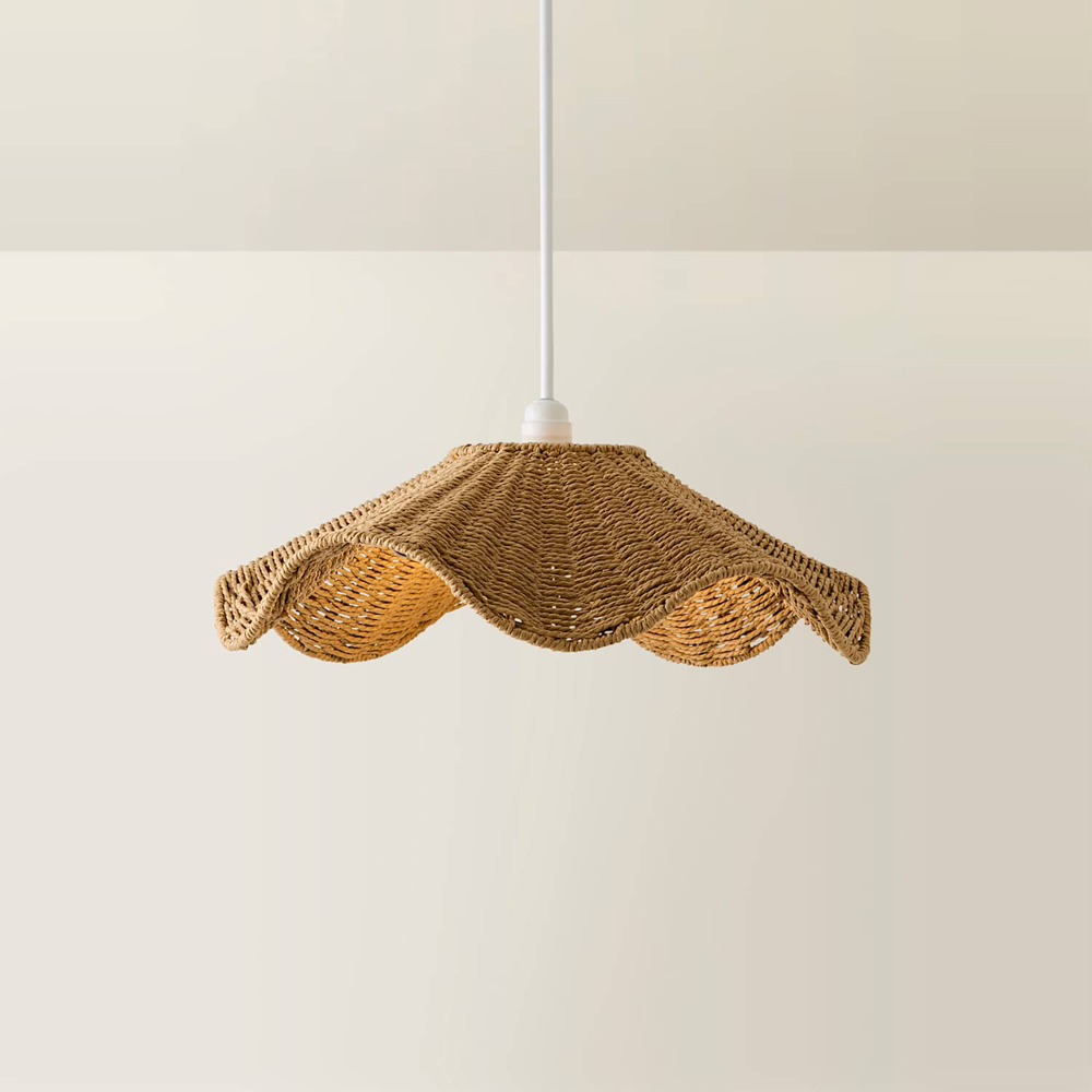 ValueLights Loretta Natural Wicker Wave Easy Fit Ceiling Pendant Light Shade 52cm Image 3