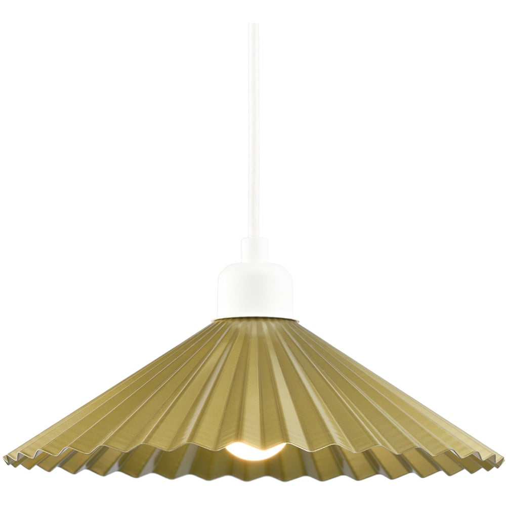 Happy Homewares Satin Gold Finish Vintage Ribbed Top Hat Style Metal Pendant Shade Image 5