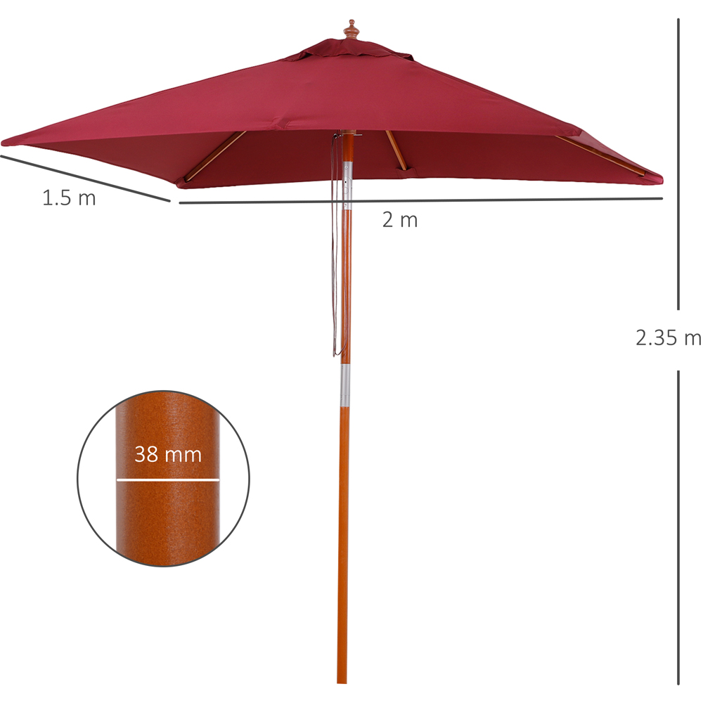 Outsunny Wine Red Tilting Parasol 2 x 1.5m Image 7